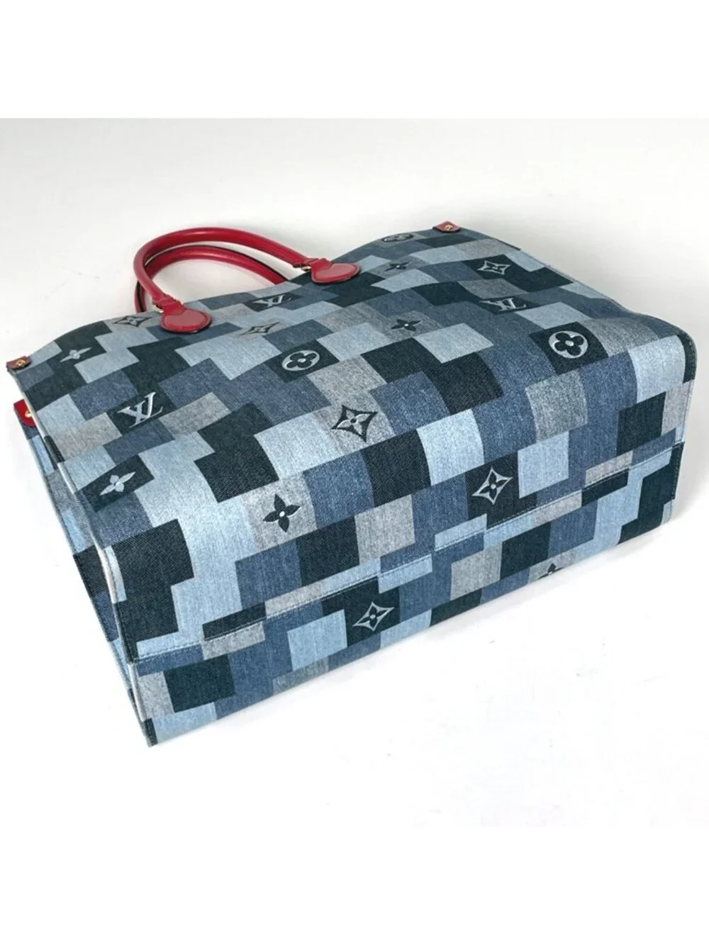 Louis Vuitton On The Go GM Handbag 2-Way Monogram Denim Blue